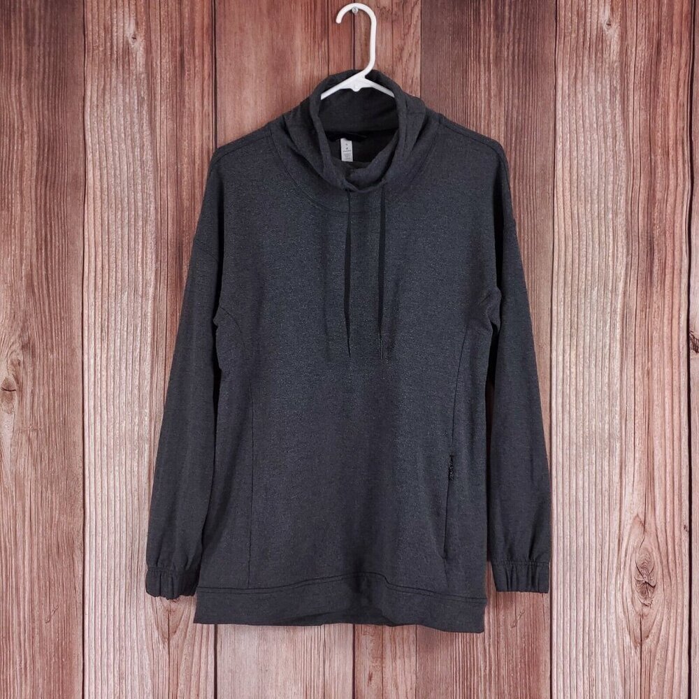 Lululemon Womens Size 6 Twisted & Tucked Long Sleeve Heathered Mod Black W3BAOS - Picture 2 of 16